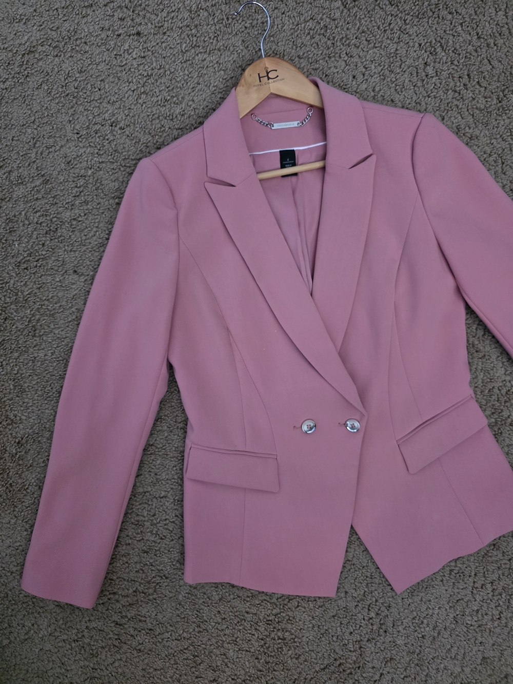 White House Black Market Rose Pink Double-Breasted Blazer In SZ 6